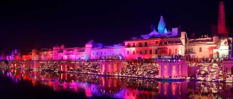 Ayodhya Temple with Sayura River in Utter Pradesh